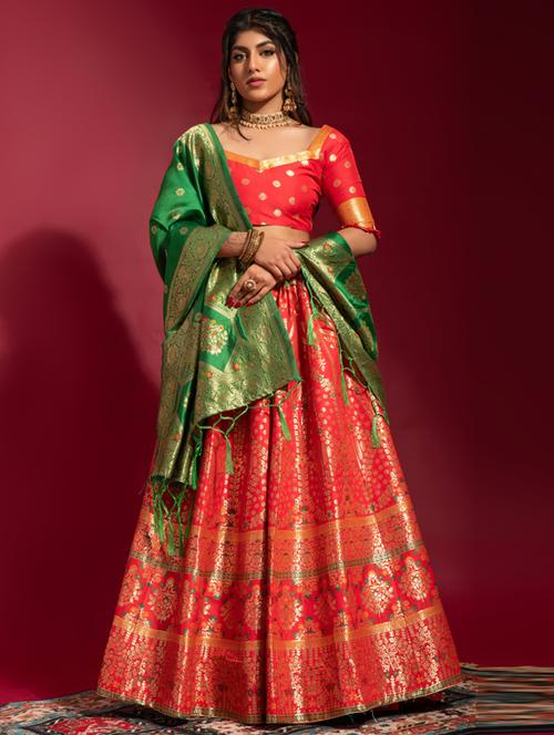 self designed woven flared lehenga - 19755288 - Standard Image - 0