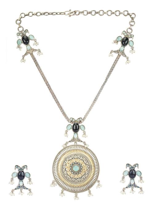 dual tone brass necklace and earring - 19755346 - Standard Image - 0