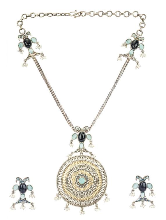 dual tone brass necklace and earring - 19755346 - Zoom Image - 0
