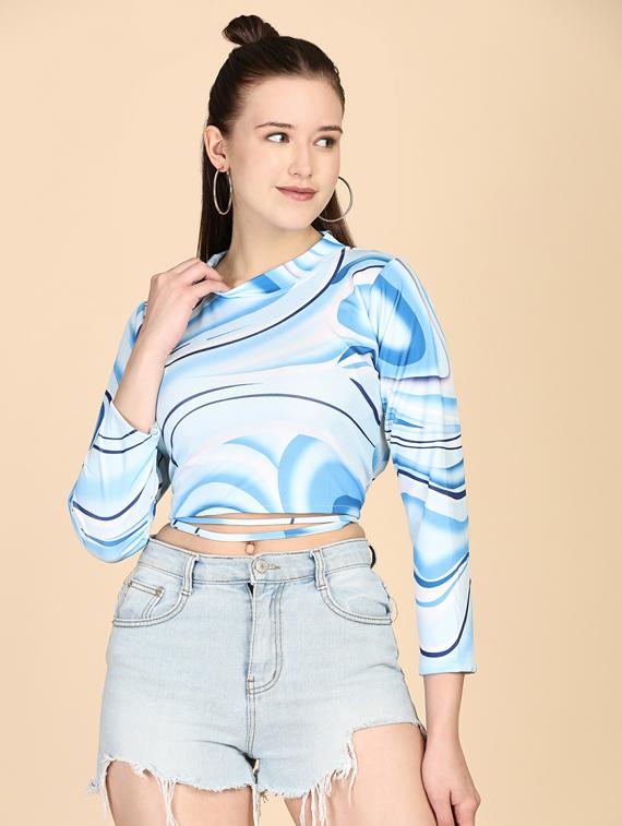 blue printed crop top - 19755483 - Zoom Image - 0