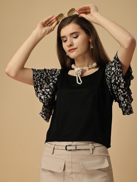 black solid regular top - 19755513 - Standard Image - 3