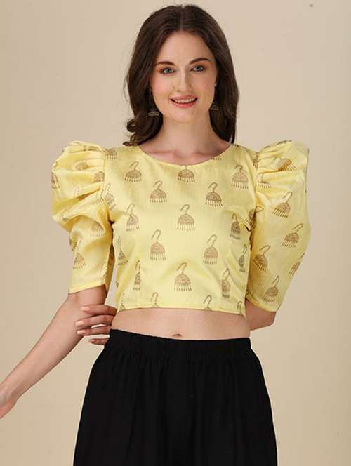 yellow printed crop top - 19755613 -  Standard Image - 0