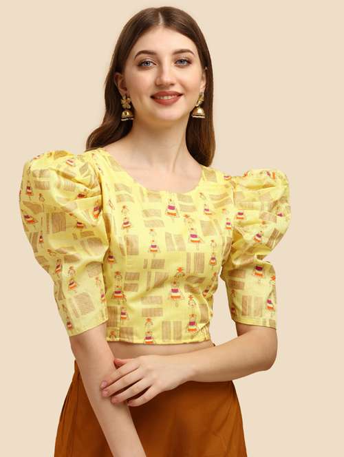 yellow printed crop top - 19755670 - Standard Image - 0