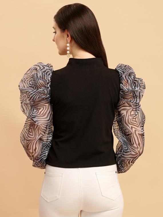 black solid regular top - 19755832 - Standard Image - 3