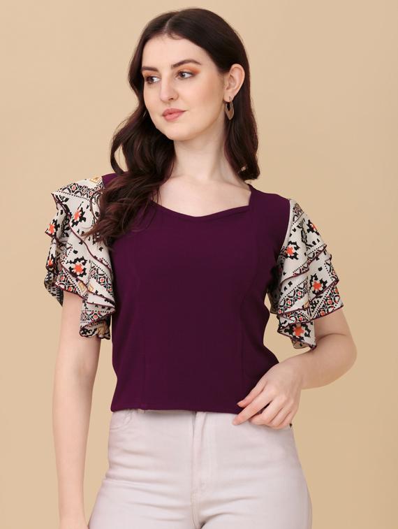 printed viscose regular top - 19755851 -  Zoom Image - 0