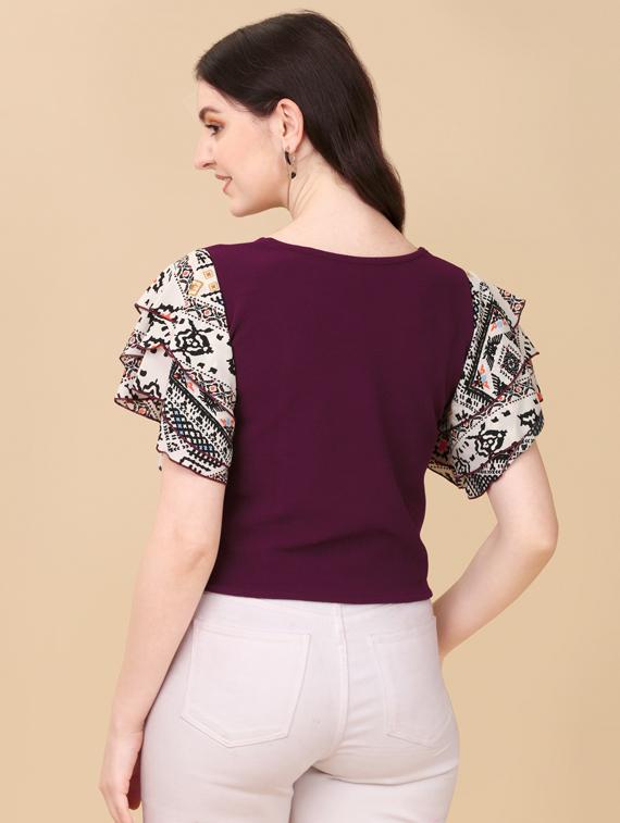 printed viscose regular top - 19755851 - Standard Image - 3