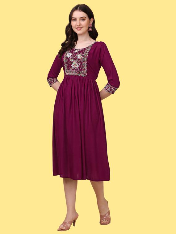 self design a-line dress - 19755929 - Zoom Image - 0
