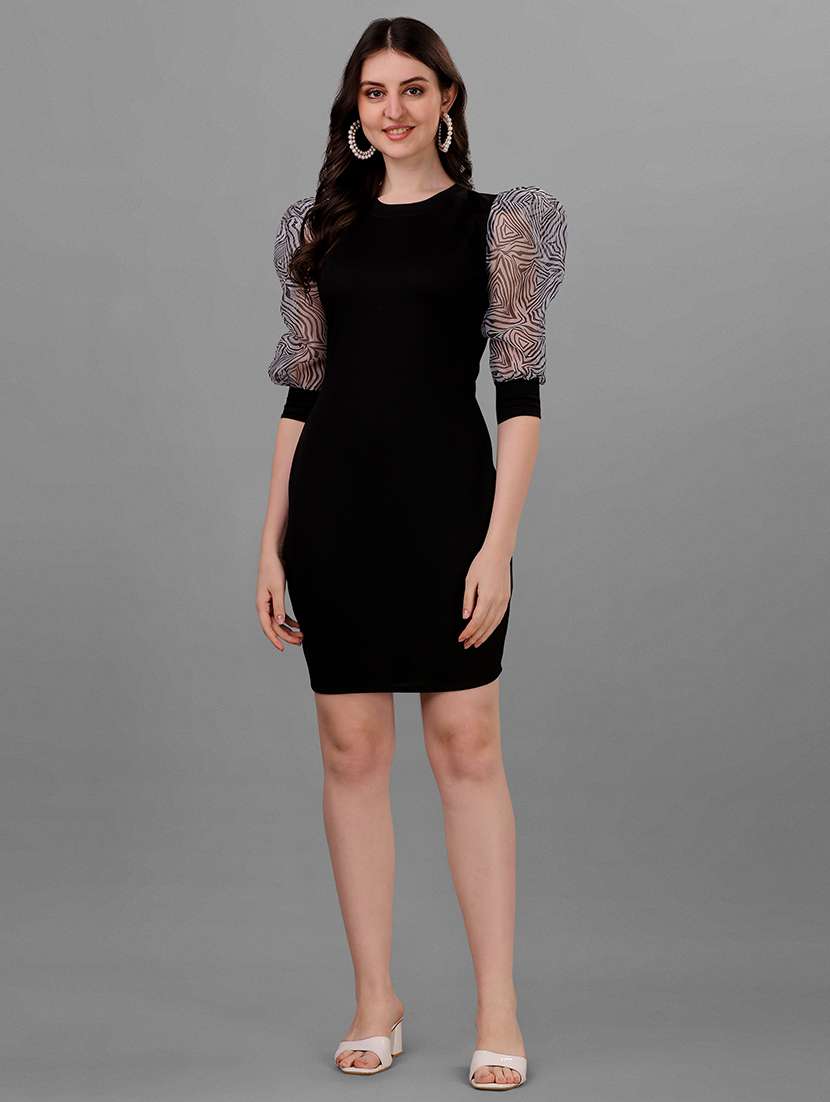 women puff sleeves bodycon dress - 19755963 - Zoom Image - 0