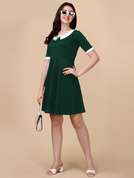 green solid a-line dress - 19755968 - Standard Image - 3