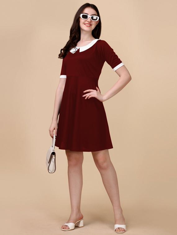 red hosiery aline dress - 19755969 -  Zoom Image - 0