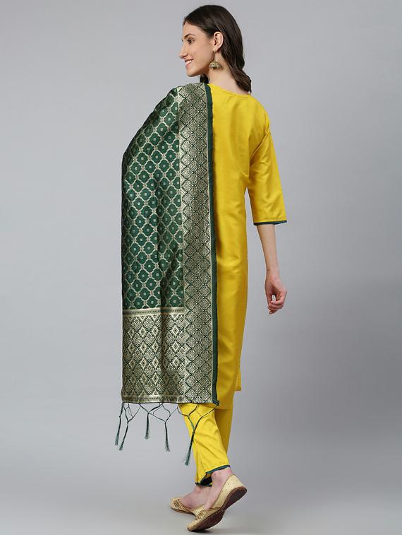 women three quarter sleeve kurta pant with dupatta set - 19756374 - Standard Image - 3