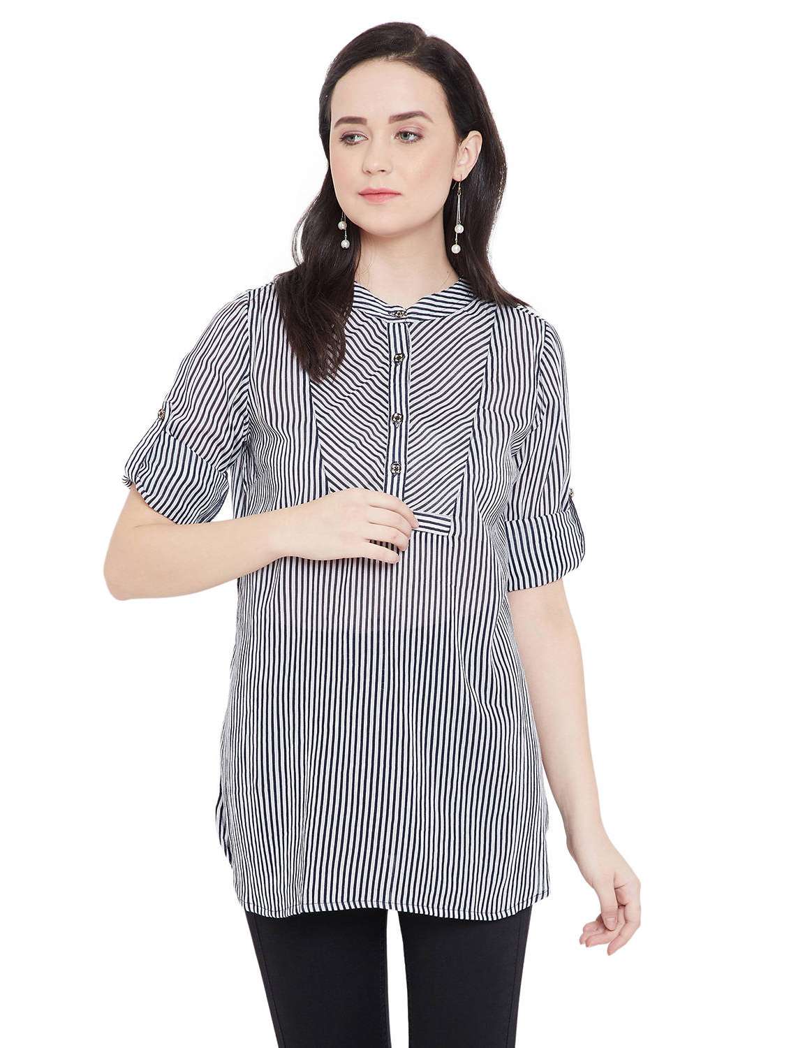white striped a-line tunic