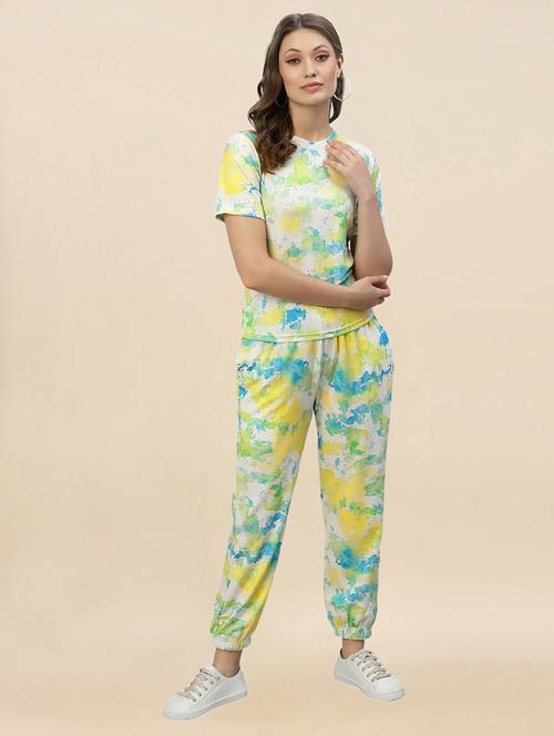 women round neck tie-dyed top and pyjama set  - 19756639 -  Standard Image - 0