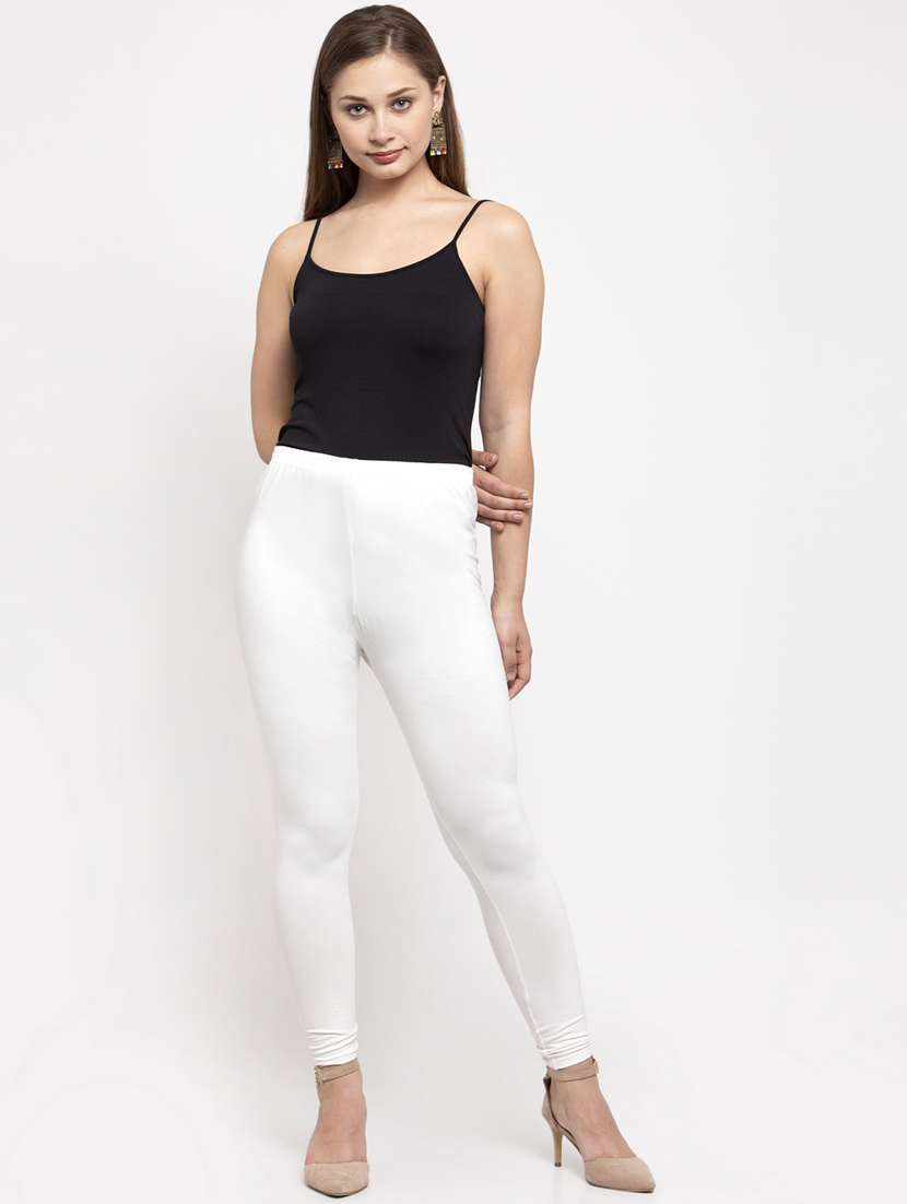 white cotton lycra leggings - 19756642 - Standard Image - 3