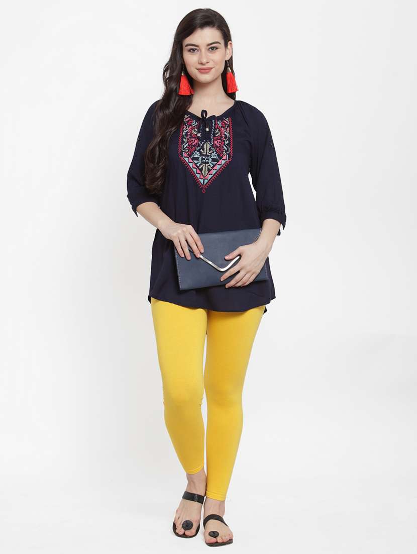 yellow cotton lycra leggings - 19756646 - Standard Image - 3