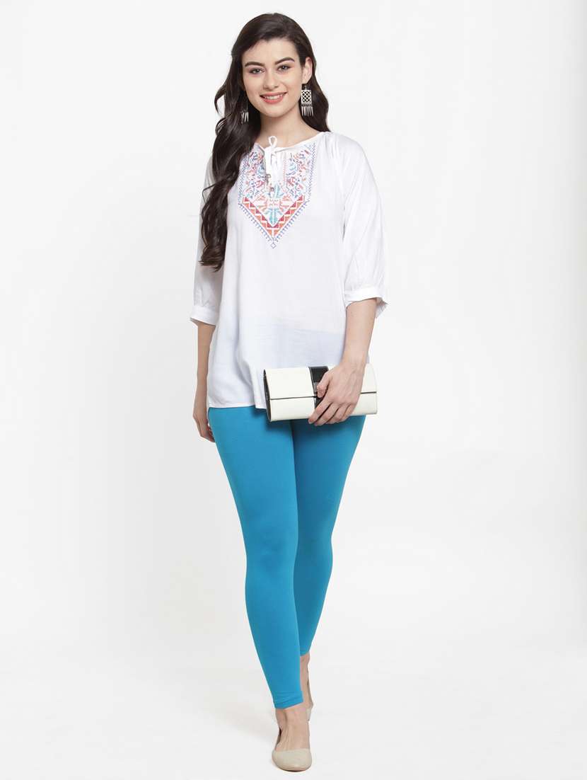 blue cotton lycra leggings - 19756658 -  Standard Image - 3