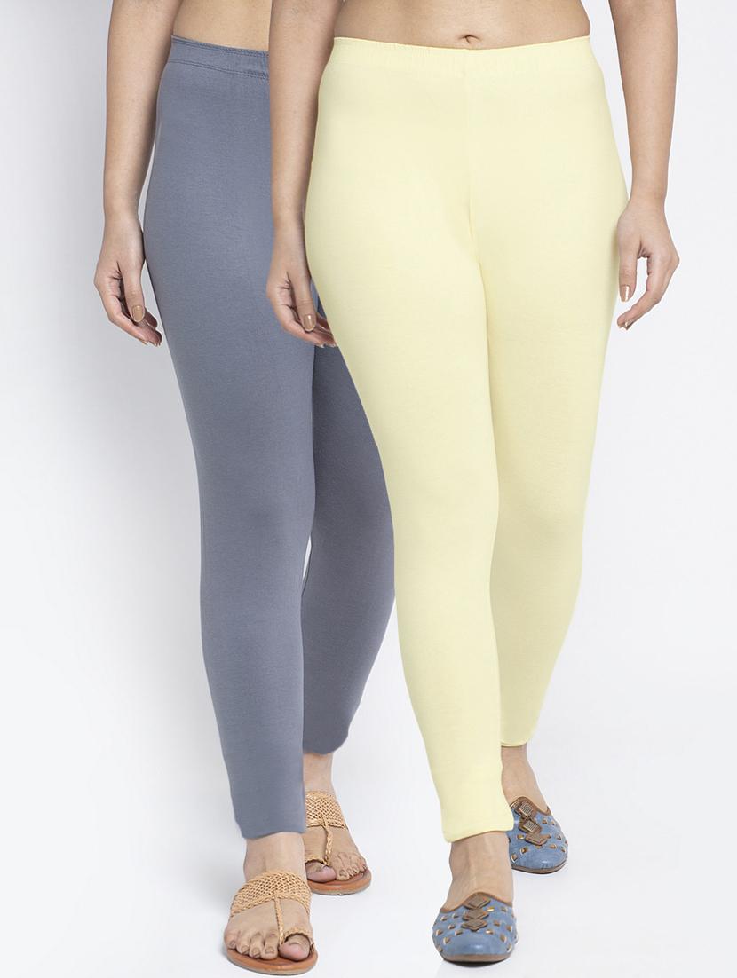 pack of 2 solid lycra leggings - 19756760 -  Zoom Image - 0