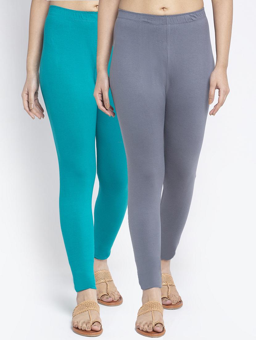 pack of 2 solid lycra leggings - 19756762 -  Zoom Image - 0