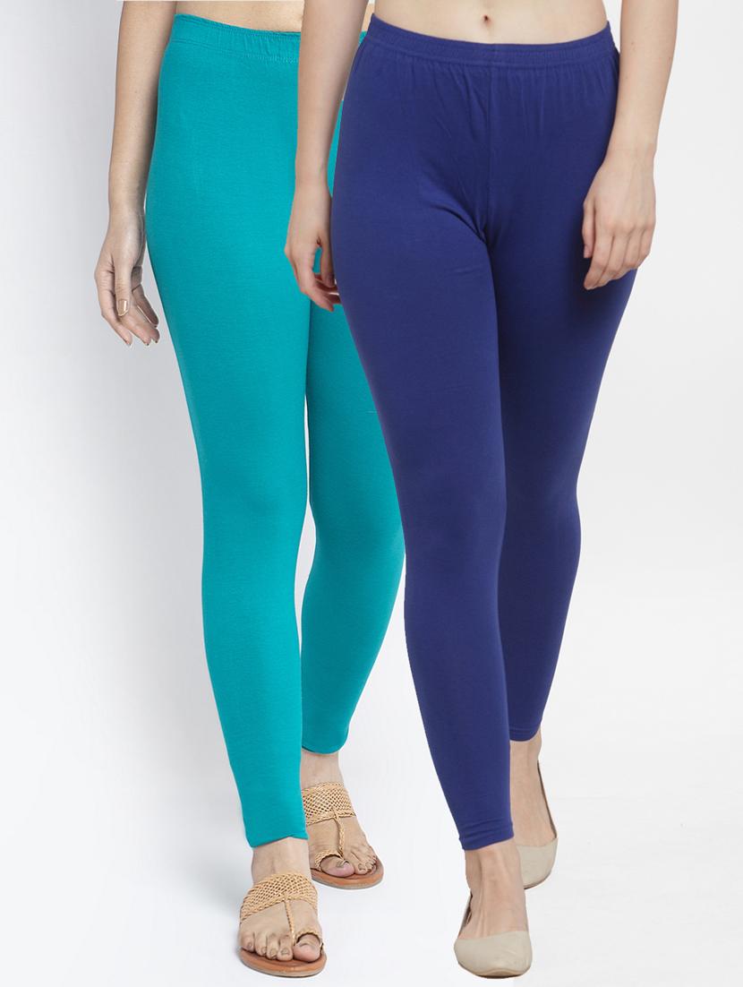 pack of 2 solid lycra leggings - 19756784 -  Zoom Image - 0