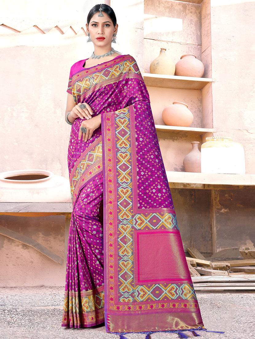 women's self design purple colored saree with blouse - 19757165 - Zoom Image - 0