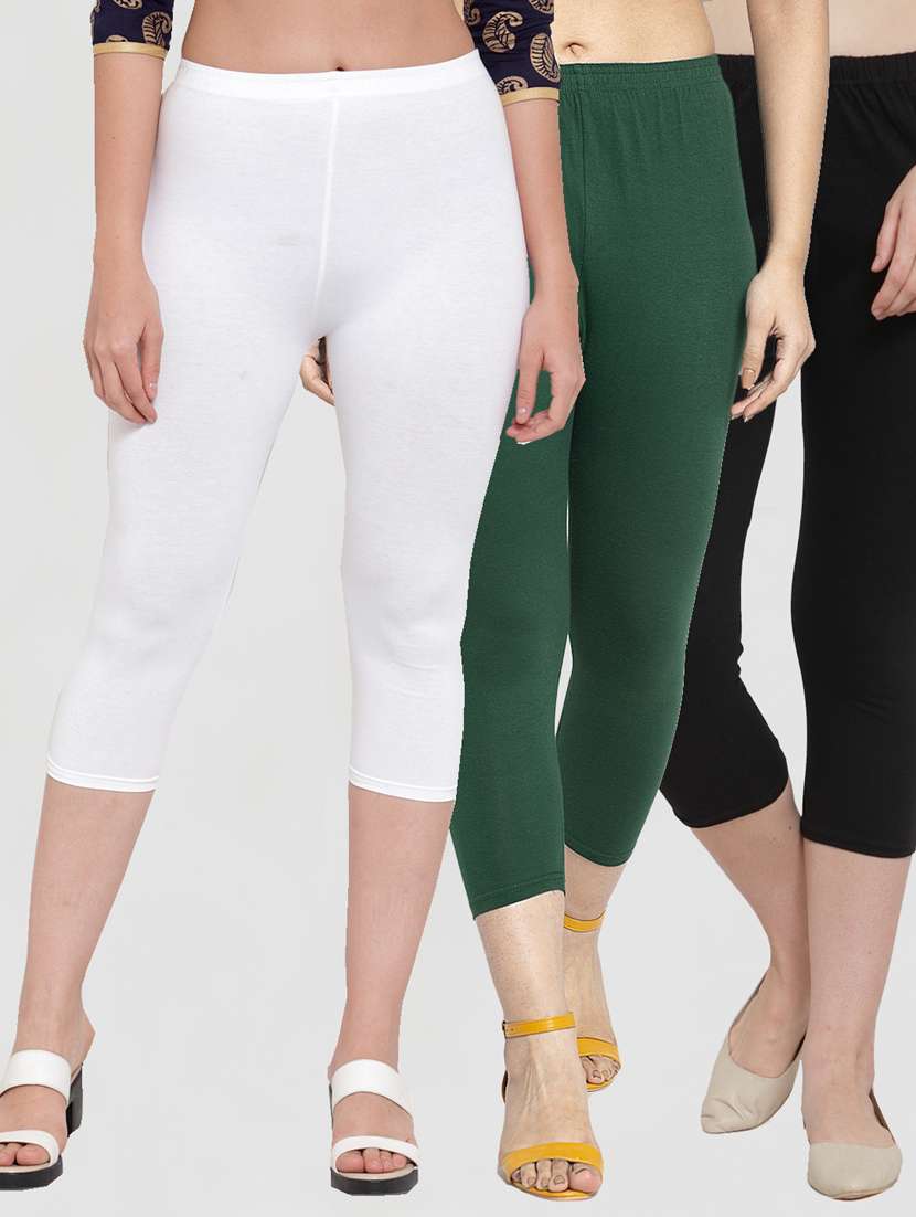 pack of 3 multi colored capri leggings