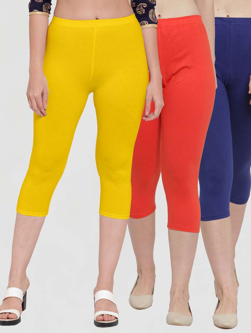 pack of 3 solid capri leggings  - 19757287 -  Zoom Image - 0