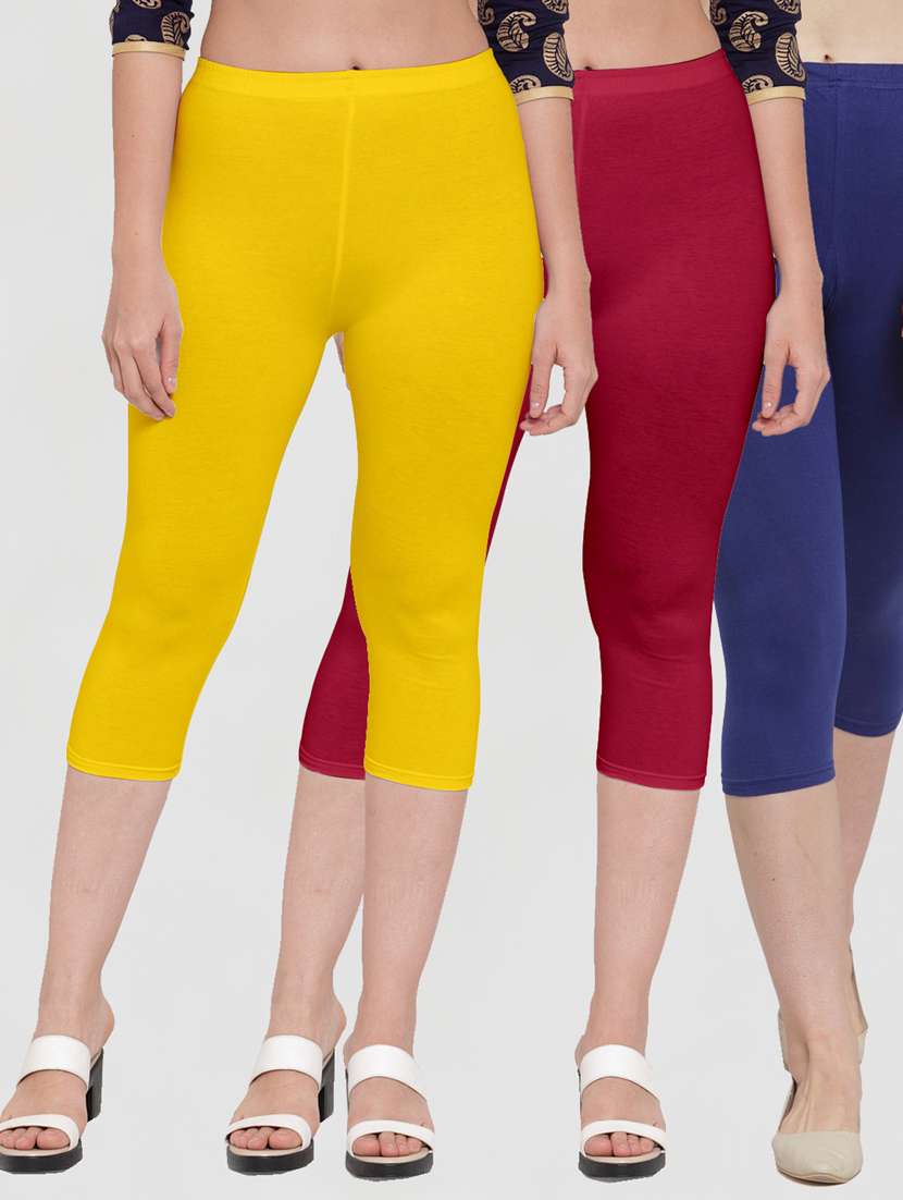 pack of 3 solid capri leggings  - 19757290 -  Zoom Image - 0