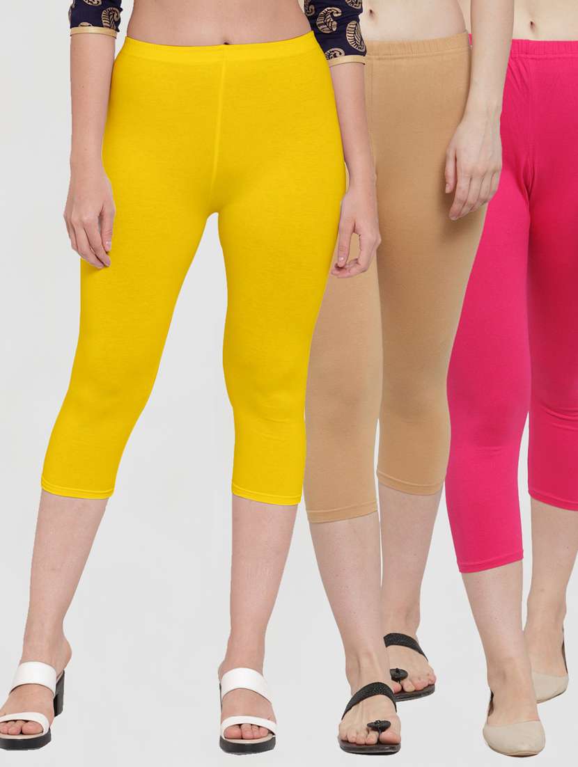 pack of 3 solid capri leggings  - 19757301 -  Zoom Image - 0