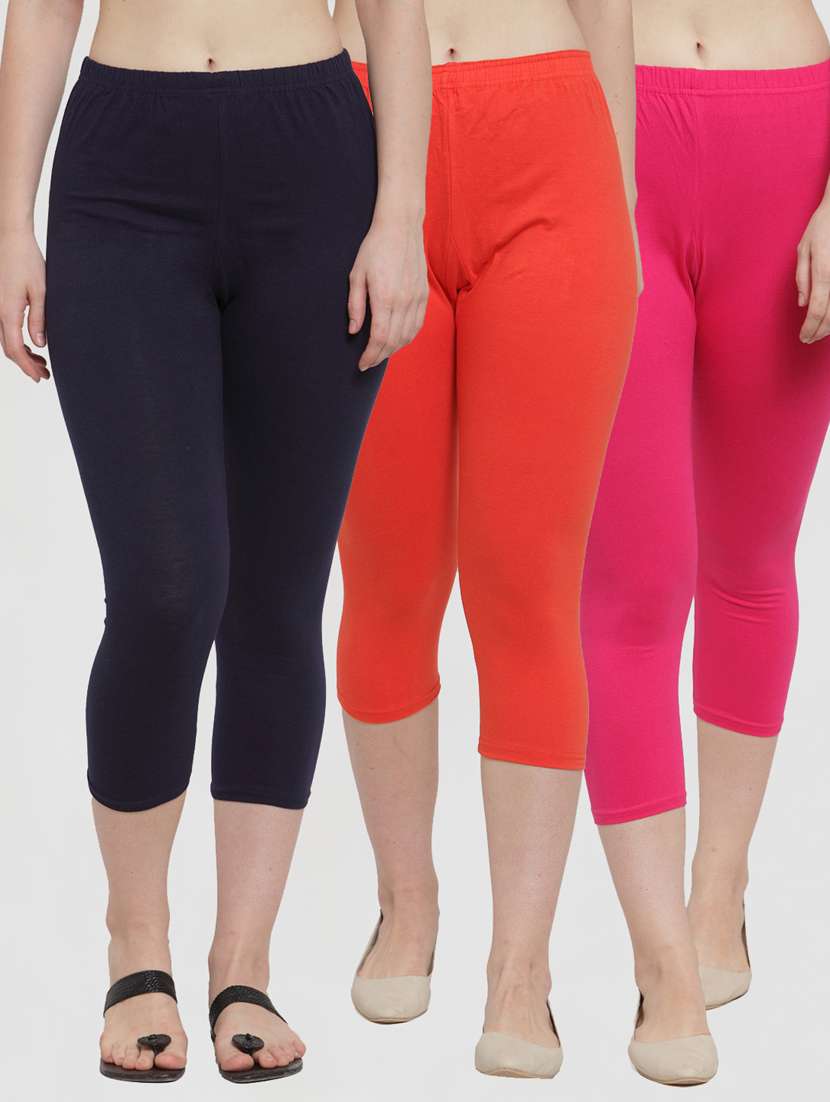 pack of 3 solid capri leggings - 19757318 - Zoom Image - 0