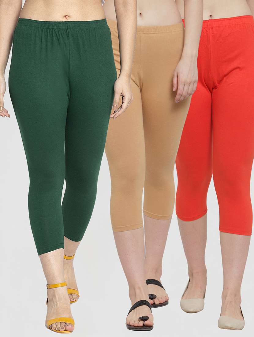 pack of 3 multi colored capri leggings - 19757325 -  Zoom Image - 0