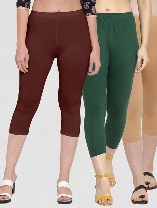 pack of 3 solid capri leggings - 19757340 - Standard Image - 0