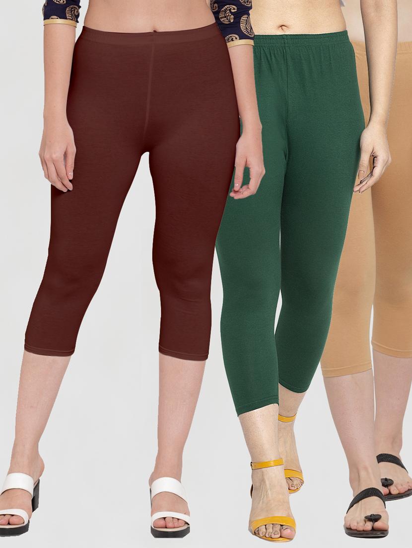 pack of 3 solid capri leggings - 19757340 - Zoom Image - 0