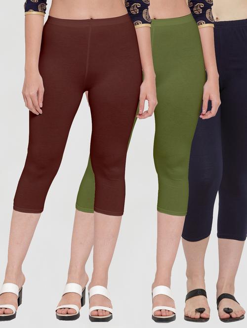 pack of 3 multi colored capri leggings - 19757379 - Standard Image - 0