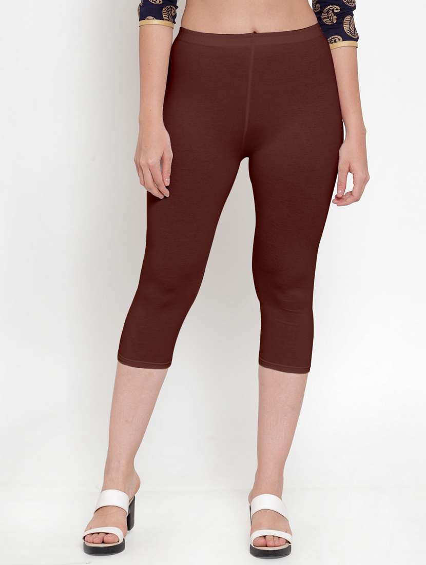 mid rise solid capri leggings 