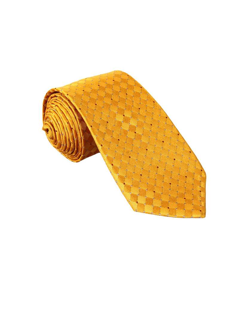 yellow self textured tie - 19759076 -  Zoom Image - 0