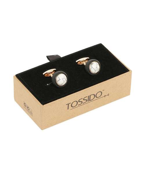 white metal cufflink - 19761313 - Standard Image - 0