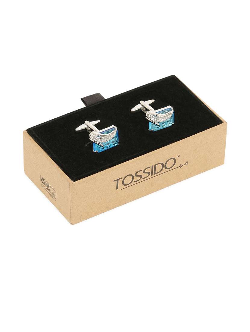 blue metal cufflink