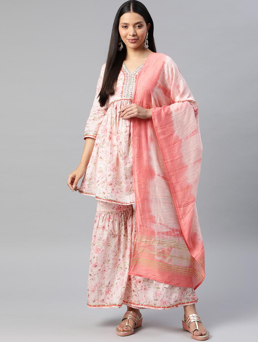 pink printed kurta sharara set - 19763484 - Zoom Image - 0