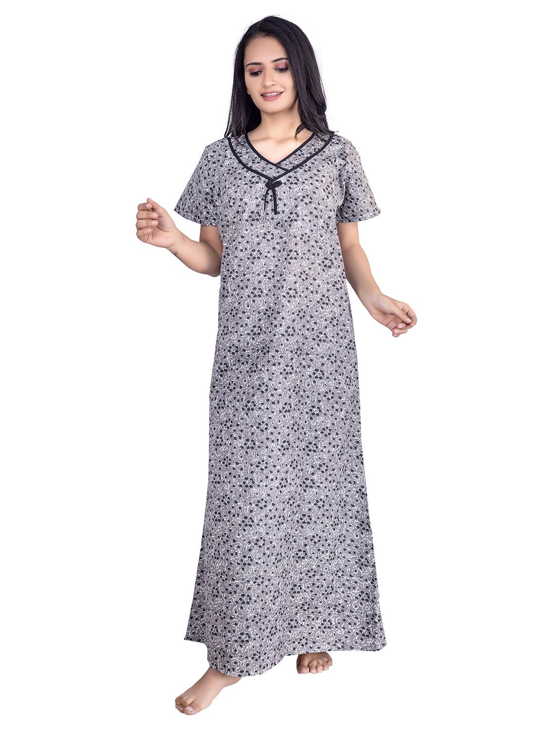v-neck printed nighty - 19763852 - Zoom Image - 0