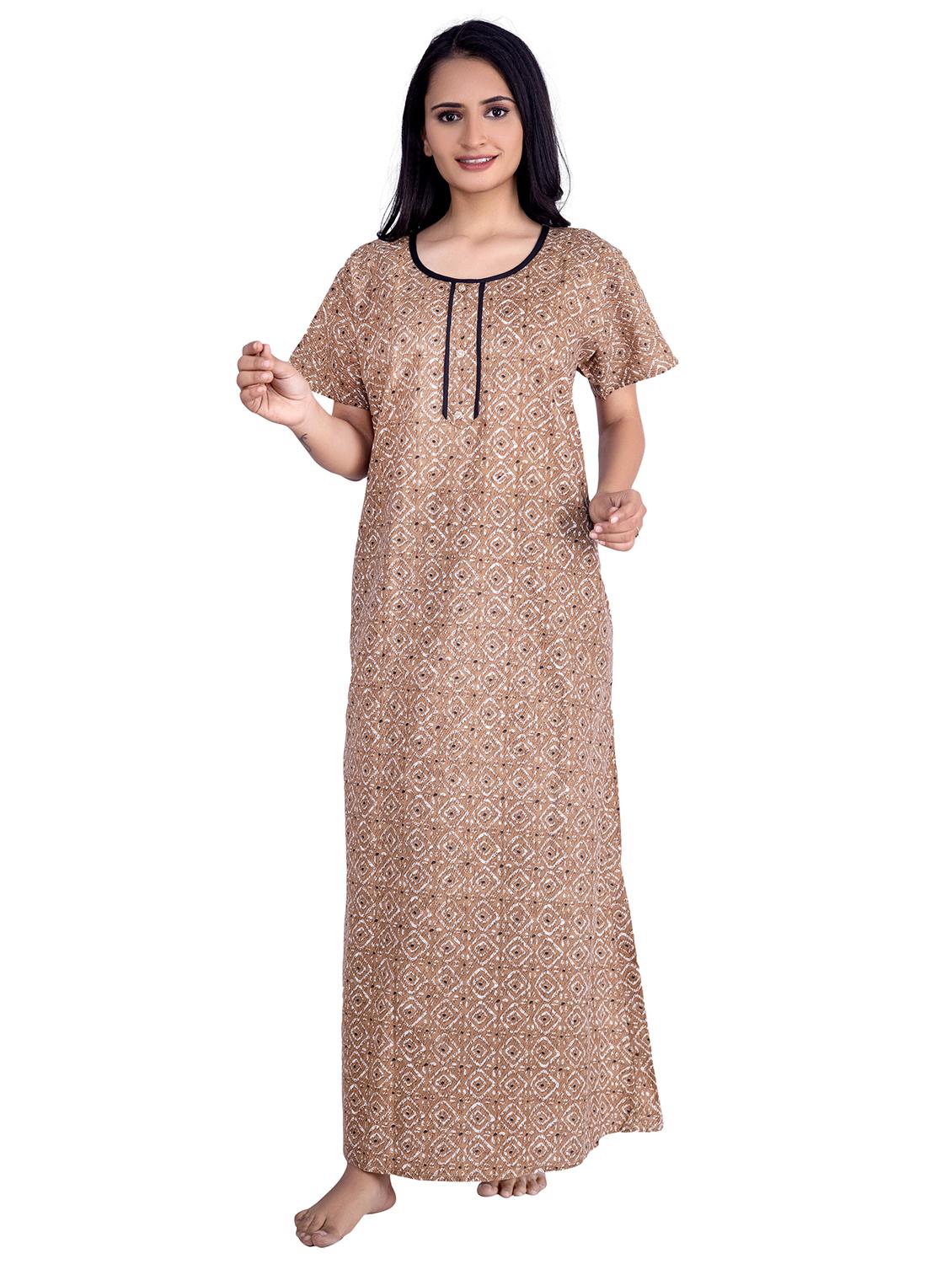 round neck printed nighty - 19763858 - Zoom Image - 0