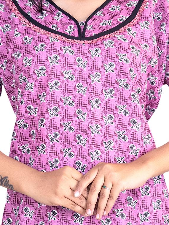 v-neck printed nighty - 19763861 - Standard Image - 3