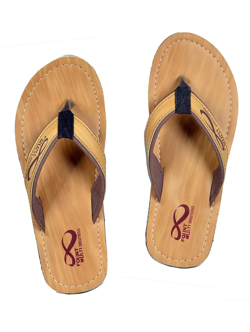 brown leatherette slip on slippers - 19765294 -  Zoom Image - 0