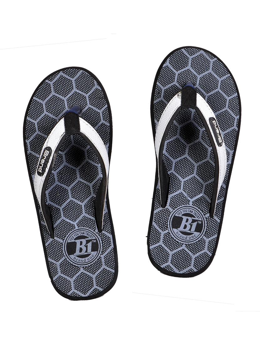 blue leatherette slip on slippers - 19765305 -  Zoom Image - 0