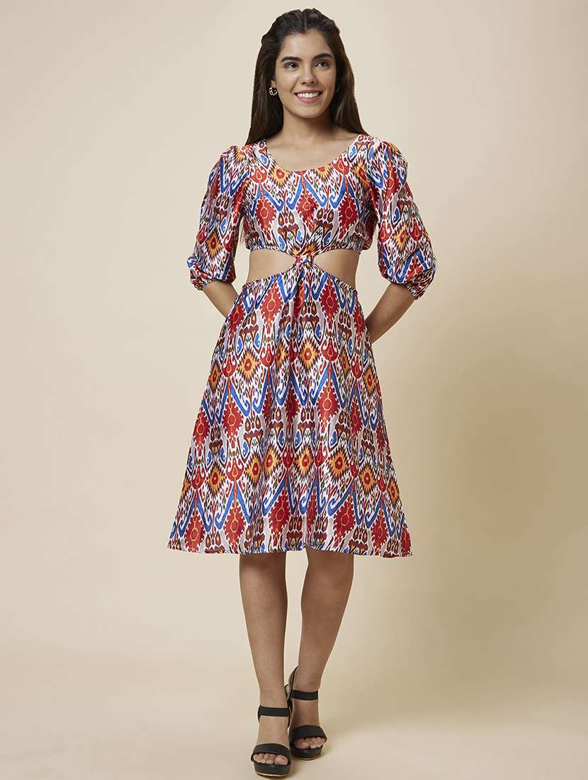 women multi colored polyester fit & flare dress - 19766438 - Zoom Image - 0