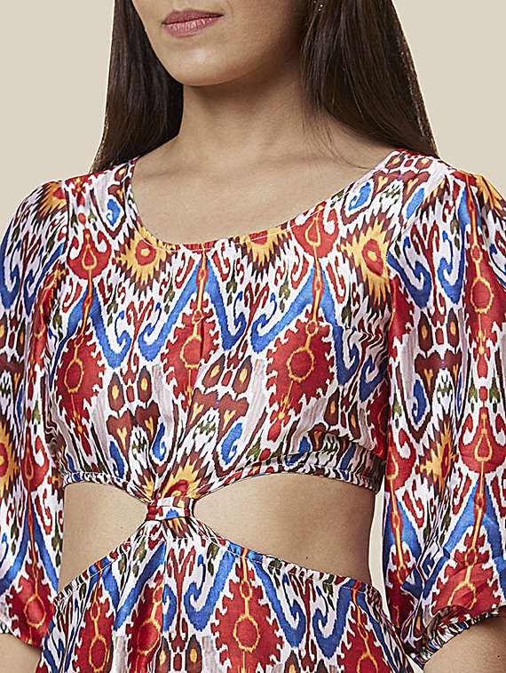 women multi colored polyester fit & flare dress - 19766438 - Standard Image - 5