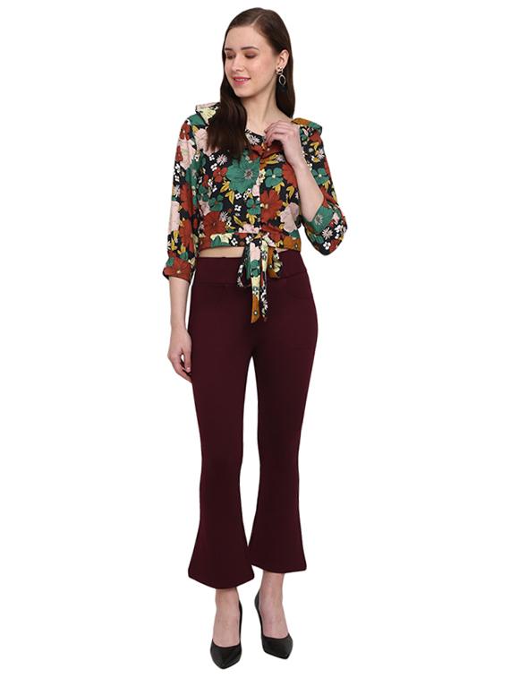 maroon cotton jegging - 19766518 - Standard Image - 3