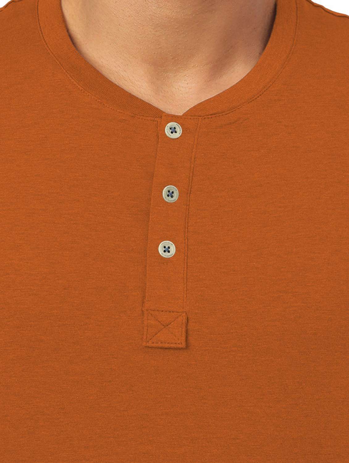 heniey neck solid cotton t-shirt - 19767060 - Standard Image - 3