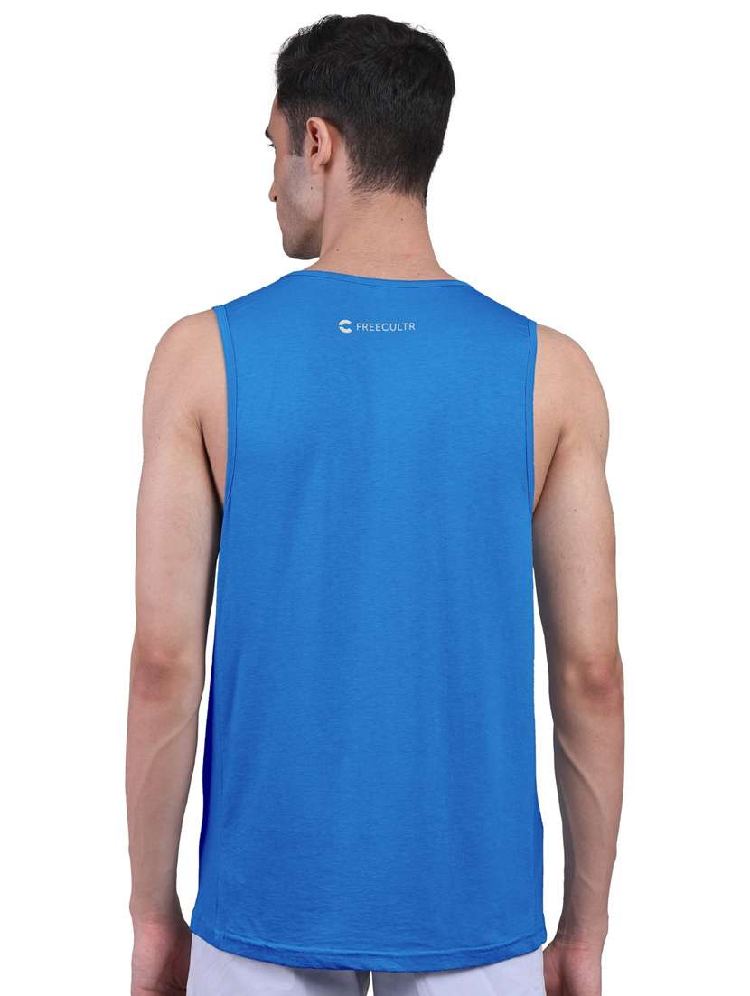 blue solid cotton vest - 19768015 -  Standard Image - 3