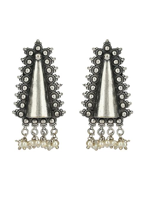 sliver brass oxidised drop earring - 19768264 -  Standard Image - 0