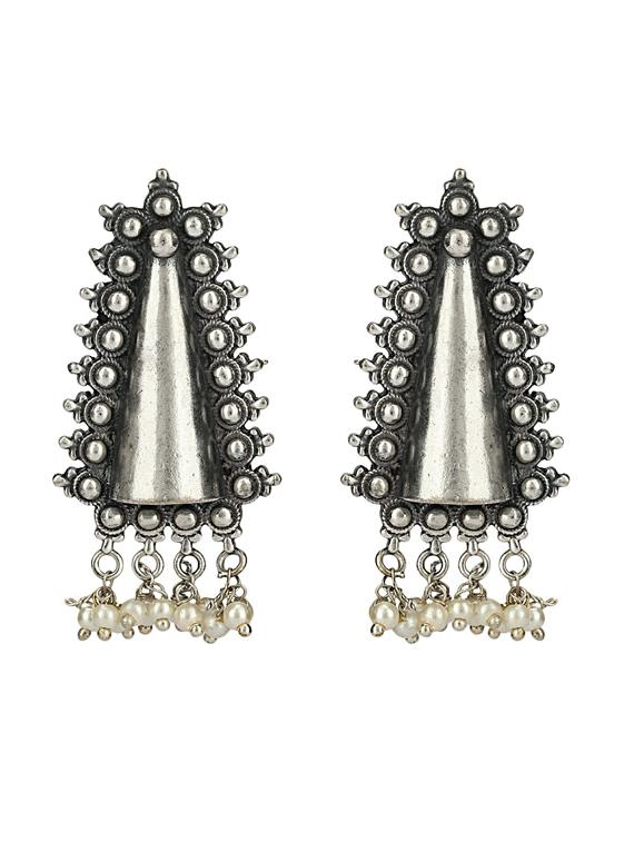 sliver brass oxidised drop earring - 19768264 -  Zoom Image - 0
